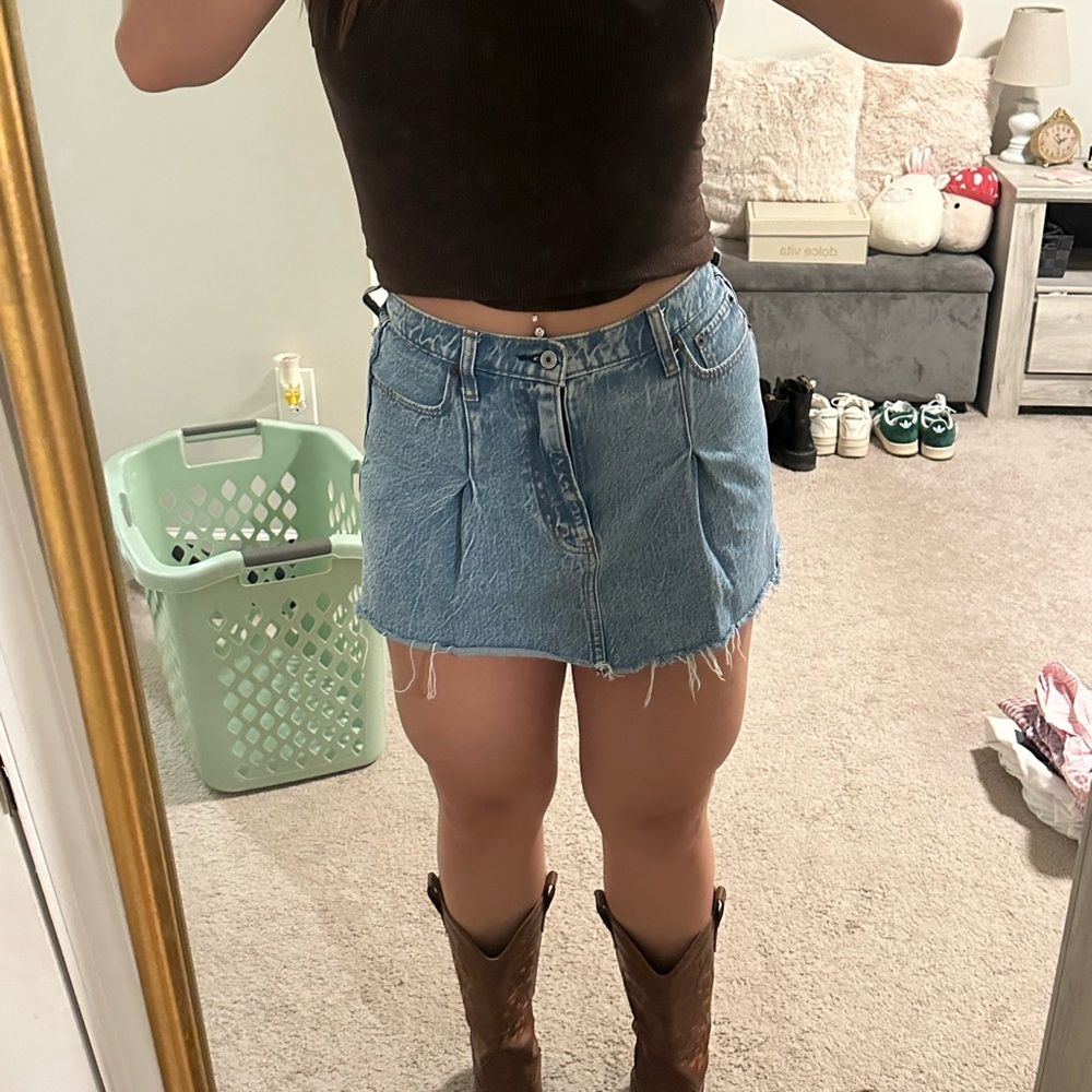 Abercrombie Denim Mini Skirt - Light Blue Raw Hem